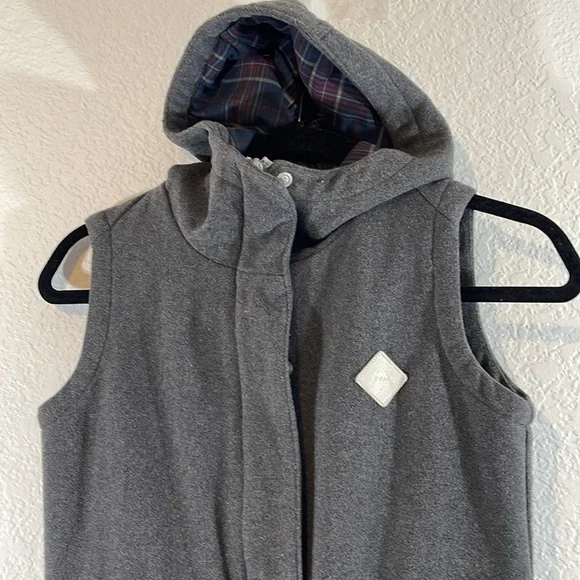 BURTON Women's Gray Dryride Thermex Dunmore Hooded Zip-Up Vest Front Pockets XS - Picture 2 of 10